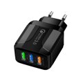 thumbnail image 1 of Cargador 5V 2.4A 3 Puertos USB Smart QC 3.0 Carga Rápida Viaje (EU) Negro, 1 of 7