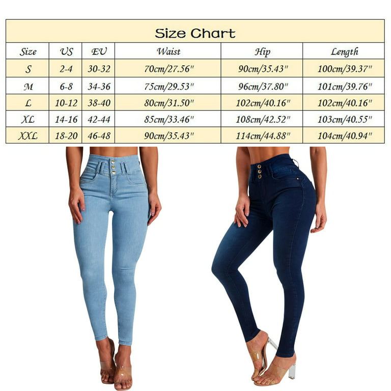 Womens Jeans Casual Mid Waist Pants Trousers Pockets Classic Denim