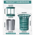 thumbnail image 2 of Vakiorn Outdoor Trash Can 60L Metal with Stainless Steel Ashtray All Weather Waterproof Rustproof Removable Inner Barrel Green, 2 of 8