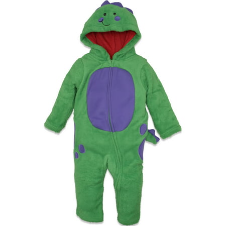 Funstuff Toddler Boys' Plush Fleece Dinosaur Costume Coverall with Hood