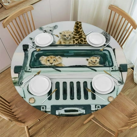 

PALNKART Round Waterproof Tablecloth Stain-Resistant Poly Fabric 60 Inch 38 -42