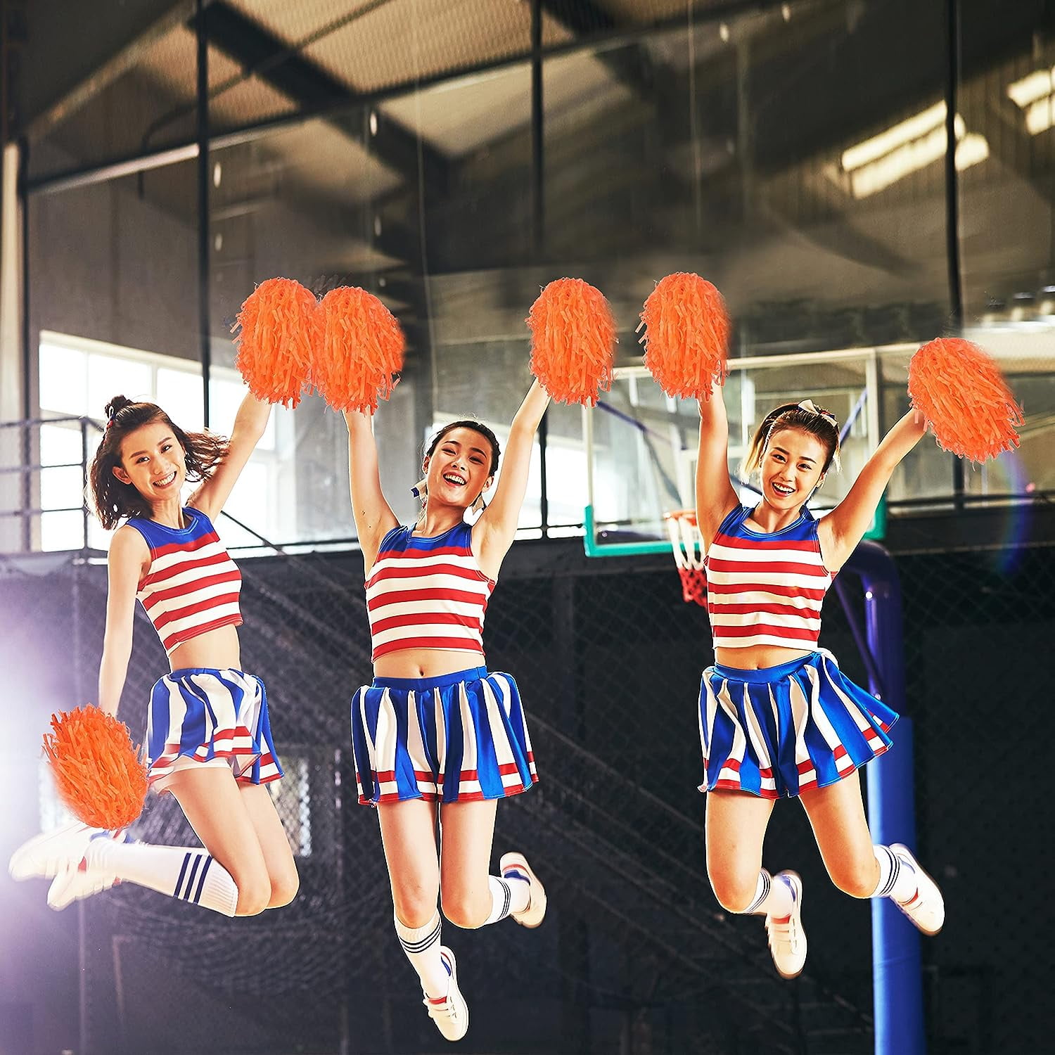 LINLIN Cheerleading Pom Poms for Kids,2 Pair Cheerleader Cheering Squad Pompoms for Boy Girl School Sports,Cheerleader Pom Poms Hand Flowers Cheerleader Pompoms for Sports Party