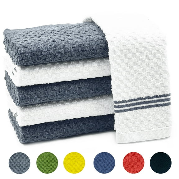 Dish Towels for Kitchen, 100% Cotton Absorbent Ultra Soft Tea Cloths, Perfect for Cleaning and Dish Washing, 6 Pack Grey Kitchen Towels,15"x25"