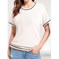 thumbnail image 5 of Womens Tops Trendy Casual Short Sleeve Shirts Crewneck Knit Sweater Top White S, 5 of 9