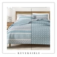 thumbnail image 5 of Striped Quilt Set - Lightweight, Soft, All-Season - 3-Piece Reversible Paisley Bedding Set (King / California King, Blue), 5 of 6