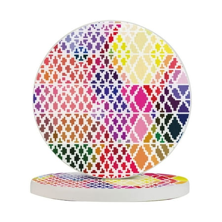 

Circular Drink Coasters Set Flowery Hexagon Background Beautiful Home Decor Diatomite Heat-Resistant Diatomite Protect Table Countertop