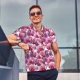 thumbnail image 3 of Kdxio Orchids Flowers Print Men's Short Sleeve Polo Shirt,Midweight Men's Shirt, 3 of 6