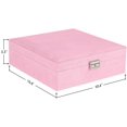 thumbnail image 3 of Jewelry Box Organizer, 2 Layers Lint Jewelry Display Storage Case with Lock - Pink, 3 of 7