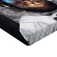 thumbnail image 2 of Ambesonne Space Cat Fitted Sheet, Kitty Suit in Cosmos, Queen Size, Navy Blue and White, 2 of 3