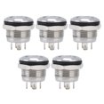 thumbnail image 1 of 5pcs Stainless Steel Flat Push Button Switch with LED Self Reset Power Accessories 12mm DC3-6V Green, 1 of 1