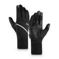 thumbnail image 2 of rygai 1 Pair Plush Lining Ribbed Cuffs Reflective Strip Men Gloves with Storage Bag Winter Windproof Touch Screen Non-slip Sports Cycling Gloves,Black XL, 2 of 8
