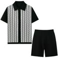 thumbnail image 4 of Stamzod Men Short Sets Outfits 2 Piece Summer Turndown Short Sleeve Knitting Cotton Shirts and Shorts Set Casual Beach Vacation Clothes for Men with Pocket Black L, 4 of 4