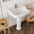 thumbnail image 4 of Dynasty 23 in. W. x 19 in D Tall White Vitreous China Rectangular Pedestal Bathroom Sink with Overflow, 4 of 13