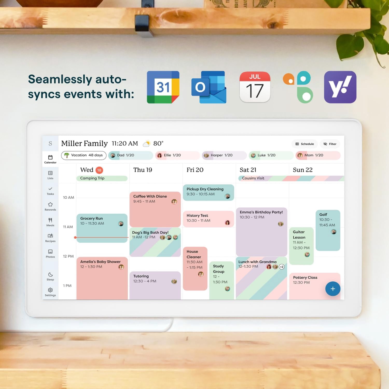Skylight Calendar Max 27-inch Touchscreen Digital Calendar, All-in-One Family Organizer and Chore Chart, Wall Mountable Planner - Classic White