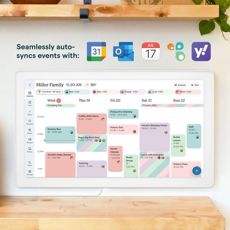 SKYLIGHT CALENDAR MAX 27-INCH TOUCHSCREEN DIGITAL CALENDAR, ALL-IN-ONE FAMILY ORGANIZER AND CHORE CHART, WALL MOUNTABLE PLANNER – CLASSIC WHITE