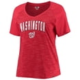 thumbnail image 2 of Women's New Era Red Washington Nationals Plus Size Raglan V-Neck T-Shirt, 2 of 4