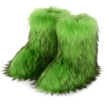 thumbnail image 2 of Botas Invierno A Media Pantorrilla Nieve Peludas Mujeres Fuzzy Fluffy Punta Redonda Cálido Cómodo Zapatos Planos Al Aire Libre, 2 of 8