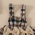 thumbnail image 5 of Sopiago Baby Girl Clothes Fall Winter Outfit Long Sleeve Ruffle Romper Plaid Skirt Bow Headband 3 Pcs Set Infant Outfits for Girls 12-18 Months,Khaki, 5 of 7