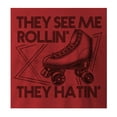 thumbnail image 2 of 9 Crowns Tees Roller Skate They See Me Rollin' They Hatin' Funny Retro T-Shirt (Unisex Red, 2XL), 2 of 3