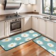 thumbnail image 3 of Kitchen Rugs Sets Of 2,Teal Daisy Flower Yellow Centers Pattern Anti Fatigue Kitchen Mat Rugs Non Slip Washable,Decorative Kitchen Floor Mats for Kitchen,Sink,Laundry,17"x47"+17"x47", 3 of 5