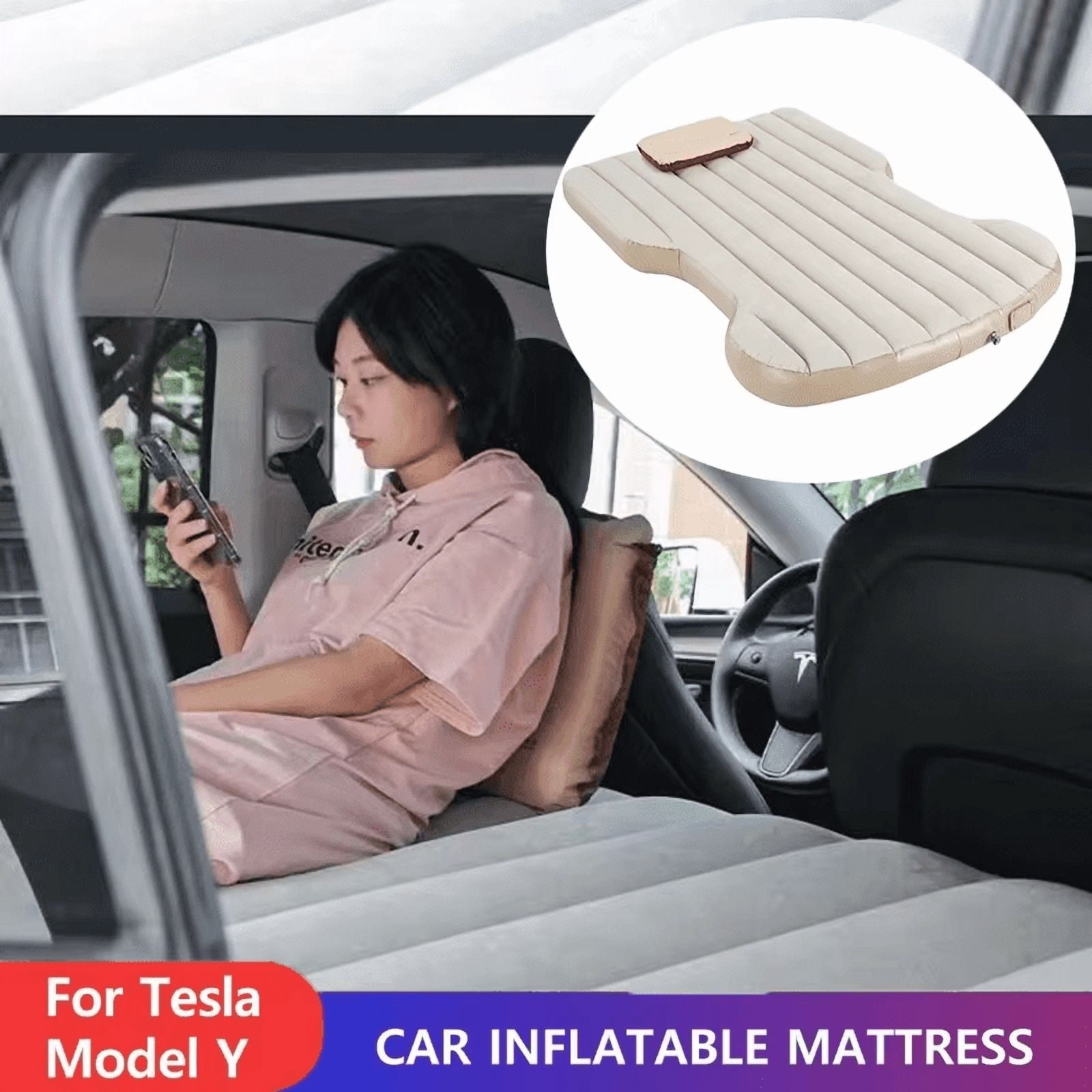 Car Inflatable Mattress For Tesla Model Y Juniper 2021-2025 PVC Flocking Portable Foldable Travel Bed Outdoor Travel Camping Air Mattress