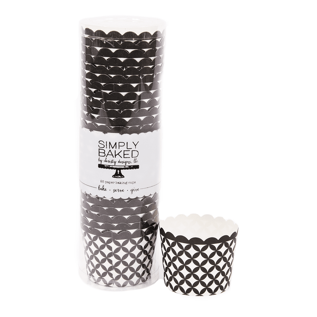 Simply Baked Small Paper Baking Cups, Black Diamond 25 Pack