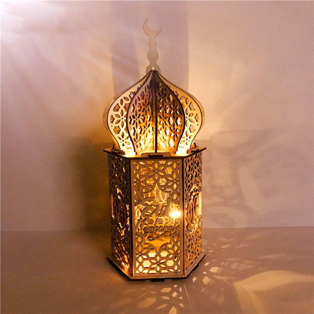2020 Ramadan Decorations Eid Mubarak Home Led Light Wooden Hanging