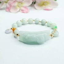 K-KED Burmese Jade Donut Bracelets Delicate Jewelry 925 Silver Natural White Jadeite Talismans