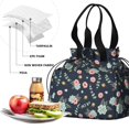 thumbnail image 4 of Pioneer Flower Floral Print Pattern Drawstring Lunch Bag Women - Drawstring Lunch Bag Insulated for Work Office - Stain-Resistant Large Lunchbags for Women with Multi-Pockets, 4 of 6
