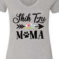 thumbnail image 4 of Inktastic Shih Tzu Mama with Flowers and Arrow Women's V-Neck T-Shirt, 4 of 5