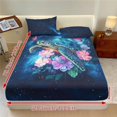 thumbnail image 3 of Jiueut Turtle Galaxy Pattern Bed Sheet Set, Butterfly Peony Flower 3 Pieces King Size Fitted Sheet with 9.8" Deep Pocket 2 Wrinkle Free Pillow Cover Bedroom Decoration with Elastic Band, 3 of 7