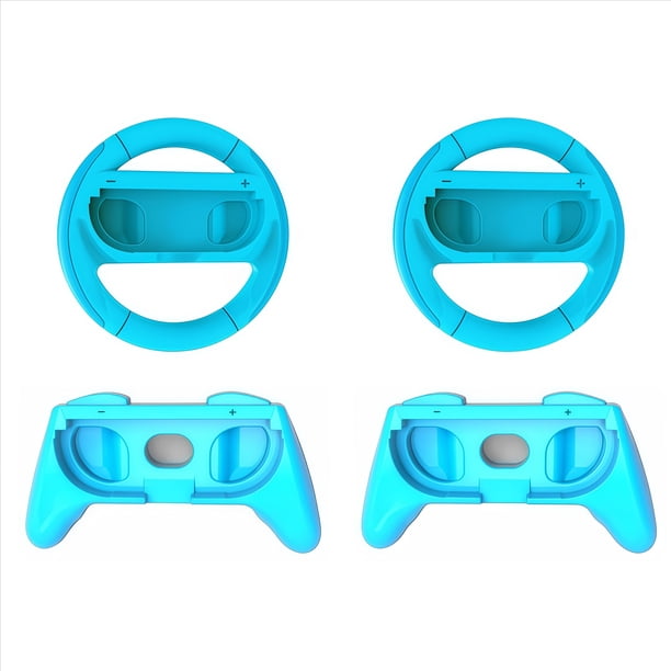 Volante de carreras para Switch 2 JoyCons - Kit de accesorios para mando de juego redondo - con 2 ruedas, 2 empuñaduras, material ABS