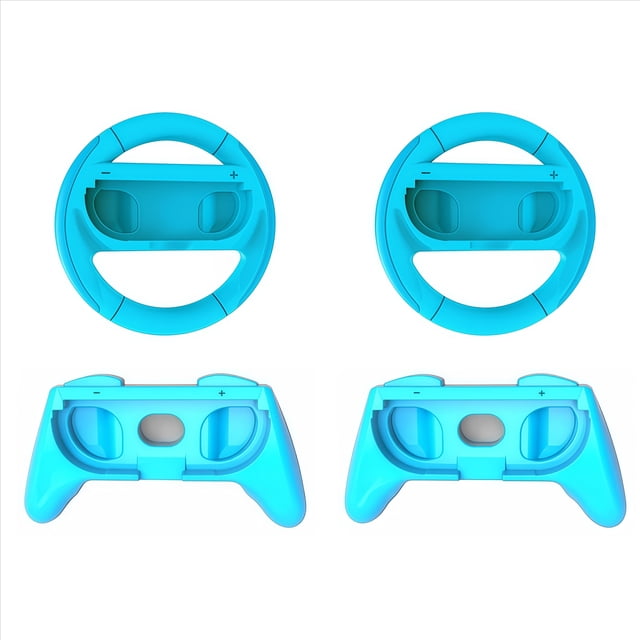 Volante de carreras para Switch 2 JoyCons - Kit de accesorios para mando de juego redondo - con 2 ruedas, 2 empuñaduras, material ABS