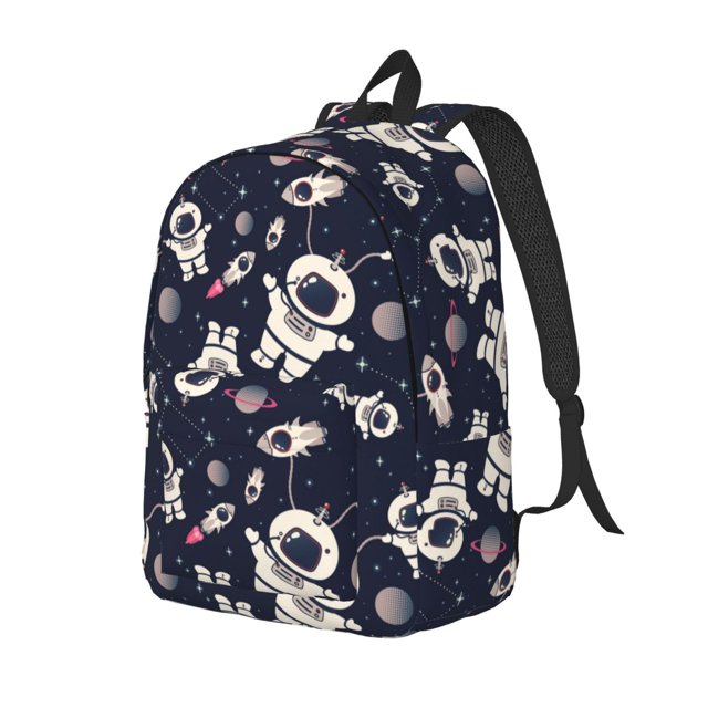 Balery Cartoon Spaceship Mochila Clásica Impresa Básica para Viaje, Mochila Escolar Resistente al Agua, Mochila de Lona con Correas Ajustables-Medium