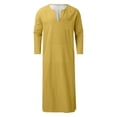 thumbnail image 5 of Mens Kaftan Thobe Casual Long Sleeve Men'S Robe Arabic Thobe with Pockets Muslim Men Thobe Yellow Robe Men, 5 of 5