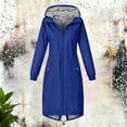 thumbnail image 6 of Women's Outdoor Jacket Hooded Waterproof Plus Size Midi Long Long Sleeve Solid Color Rain Jacket Lightweight Active Outdoor Sport Hiking Raincoat with Pockets, 6 of 8