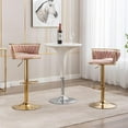thumbnail image 6 of LukeAlon Modern Velvet Adjustable Barstools Set of 2, 360° Swivel Counter Stools with Golden Base Upholstered Open Back Tall Bar Chairs with Footrest for Home Pub Kitchen, Pink, 6 of 8