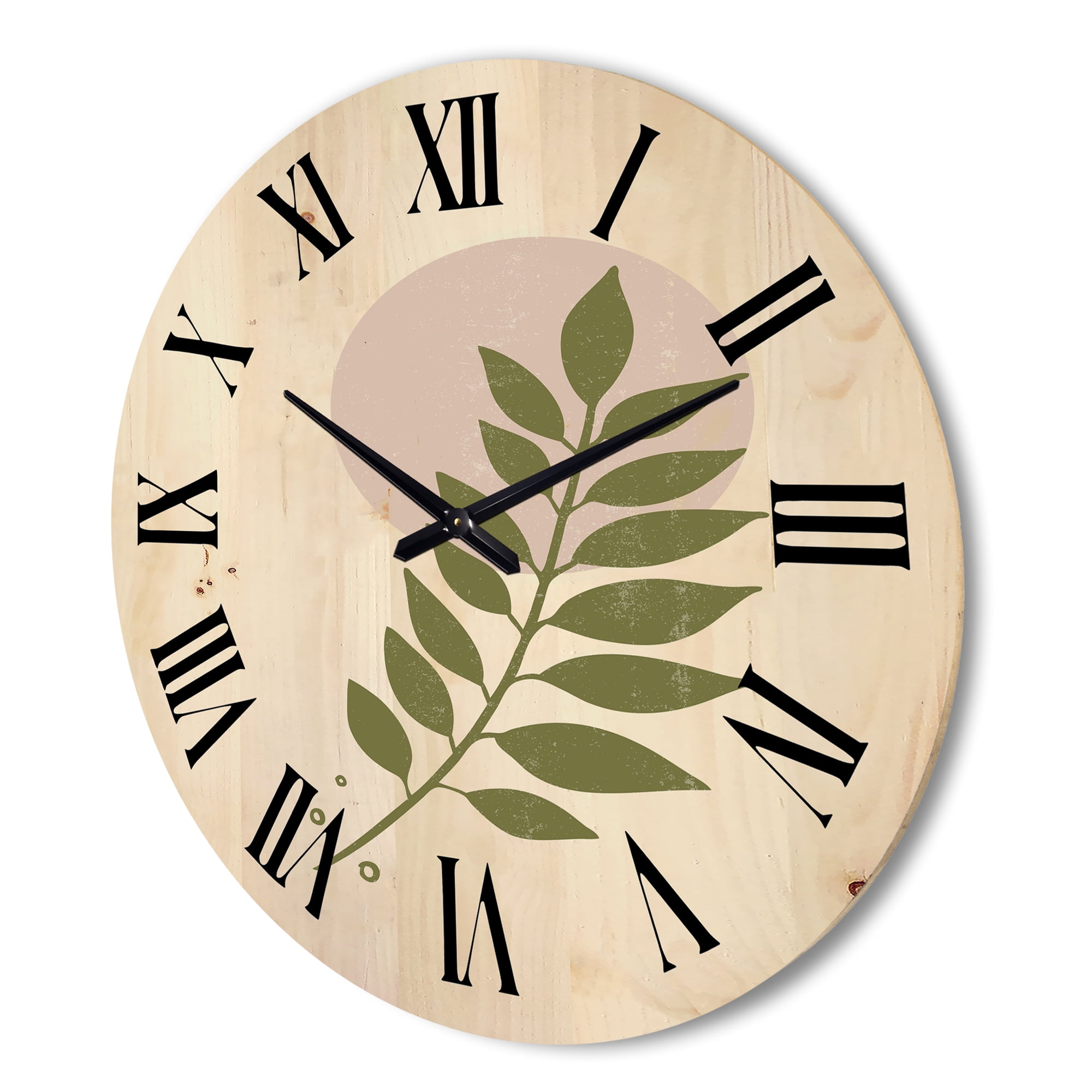 Designart 'Abstract Geometrical Leaf With Moon IV' Modern Wood Wall Clock