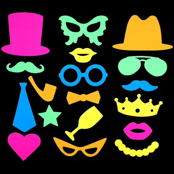 Raindrops 17pcs Handheld Photo Shoot Props With Sticks Neon-Themed Party Decorations Prom Photo Booth Accessories Paper Neon Signs