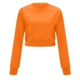 thumbnail image 6 of Fiaer,Loose Fit Cropped Sweatshirts for Women,Womens Plus Size Crew Neck Casual Trendy Long Sleeve Solid Pullover Orange XL, 6 of 7