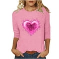 thumbnail image 3 of VKOYWKM Valentine's Day Heart Shirts for Women Cute Graphic Tees Tops 3/4 Sleeve Casual Spring Clothes Loose Fit Crew Neck Valentine Shirt, 3 of 6