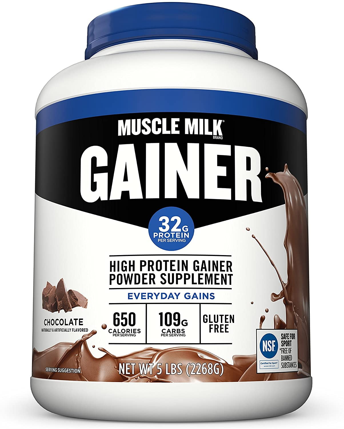 Muscle Milk Gainer Protein Powder, Chocolate, 32g Protein, 5 lbs -  
