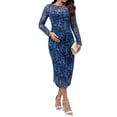 thumbnail image 1 of INSPIRE CHIC Vestido de Maternidad de 2 Piezas para Mujeres con Malla y Costura Lateral Ajustada para Invitadas de Boda, Fiesta de Cóctel y Embarazo, Color Azul Floral, 1 of 6