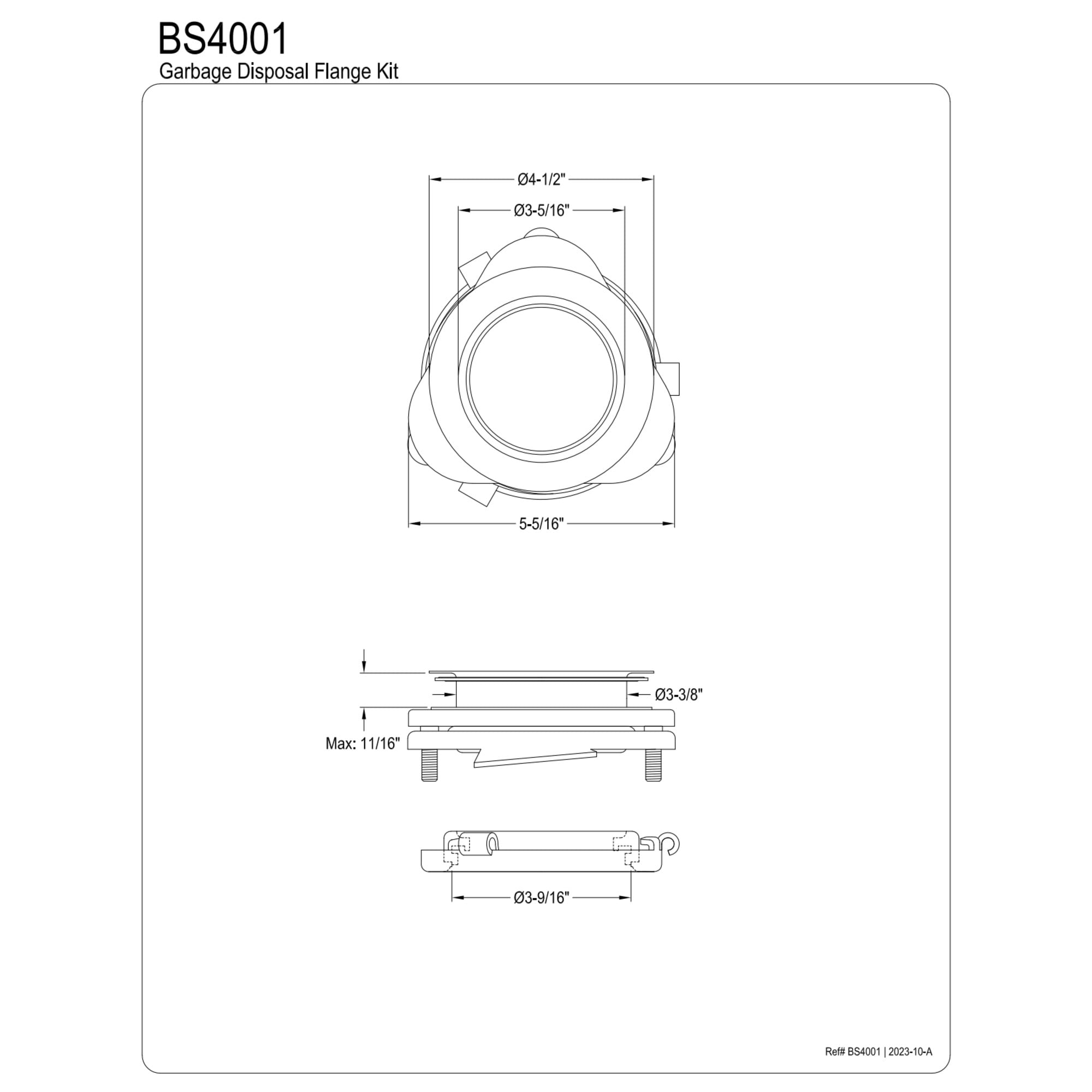 Kingston Brass BS4001 Made to Match Garbage Disposal Flange, Polished Chrome