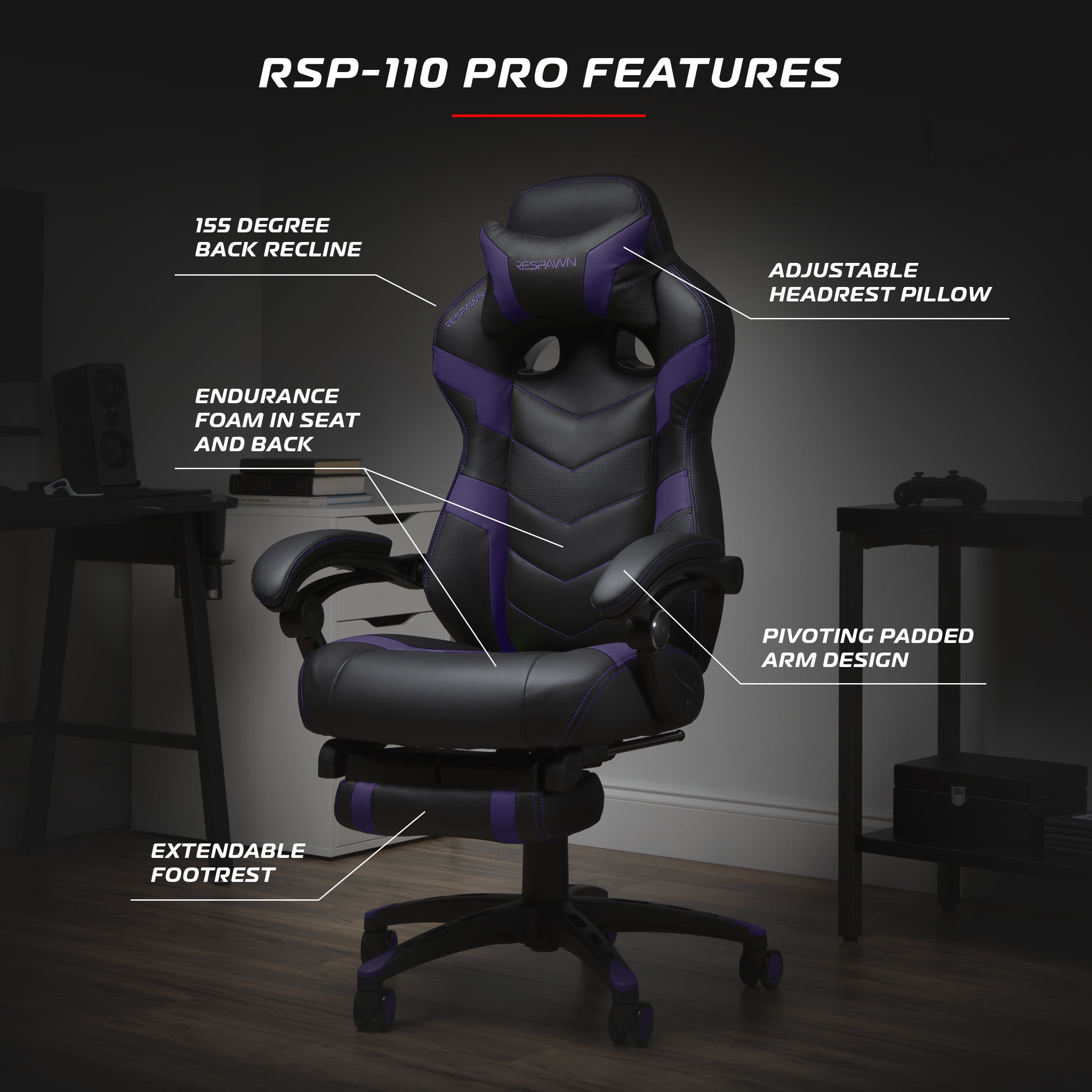OFM RESPAWN 110 Pro Racing Style Gaming Chair Reclining Ergonomic