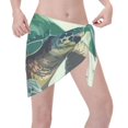 thumbnail image 3 of Kll Watercolor Turtle1 Print Women'S Sarong Coverups Short Bathing Suit Wrap Skirt Beach Wrap Swimsuit Cover Ups, 3 of 7