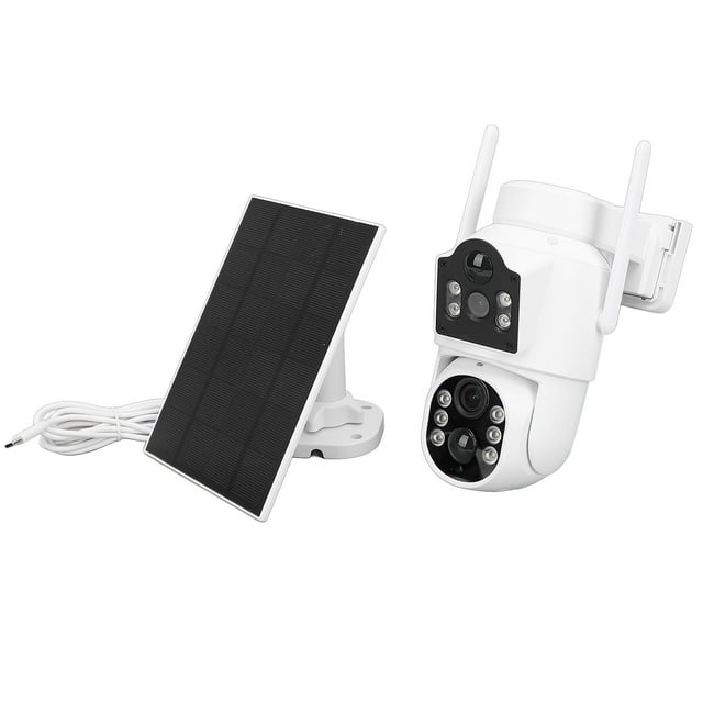Cámara Solar Al Aire Libre, Cámara Solar WiFi Detección De Movimiento 2MP Lente Dual Color Visión Nocturna Para Patio Trasero