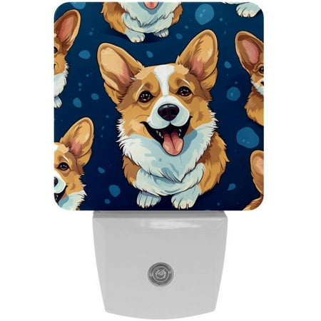 

Dog LED Square Night Lights - Energy Efficient and Stylish Decor for Any Room | Set of 2 Dimmable Bedside Lamps with Touch Control and Auto Timer