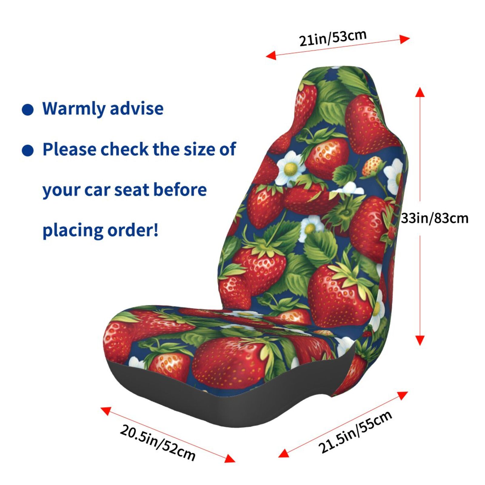 Naloa Strawberry2 Car Seat Covers Universal Front Seat Coves for Car Accessories ,Padded Car Covers for Automotive, SUV, Truck, and Van