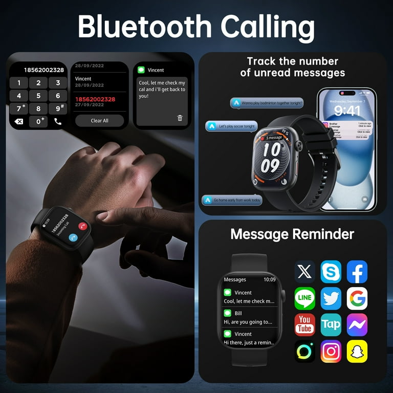 Smart Watch for Men Women, HD Touchsreen, Bluetooth Calling